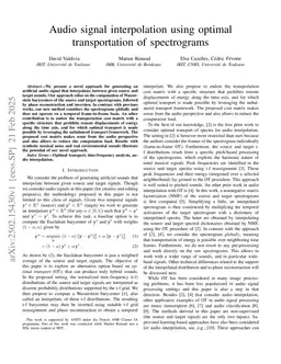 Audio signal interpolation using optimal transportation of spectrograms