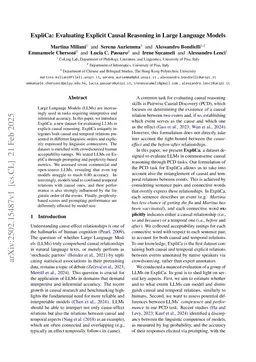 ExpliCa: Evaluating Explicit Causal Reasoning in Large Language Models