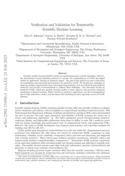 Verification and Validation for Trustworthy Scientific Machine Learning