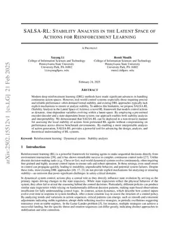SALSA-RL: Stability Analysis in the Latent Space of Actions for Reinforcement Learning