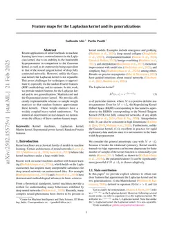Feature maps for the Laplacian kernel and its generalizations