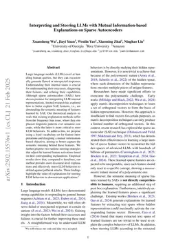Interpreting and Steering LLMs with Mutual Information-based Explanations on Sparse Autoencoders