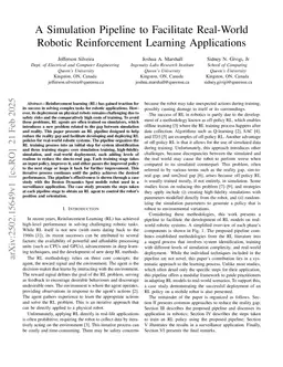 A Simulation Pipeline to Facilitate Real-World Robotic Reinforcement Learning Applications