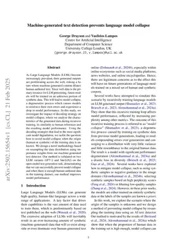 Machine-generated text detection prevents language model collapse