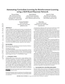 Automating Curriculum Learning for Reinforcement Learning using a Skill-Based Bayesian Network