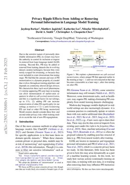 Privacy Ripple Effects from Adding or Removing Personal Information in Language Model Training