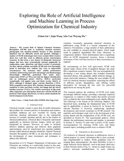 Exploring the Role of Artificial Intelligence and Machine Learning in Process Optimization for Chemical Industry