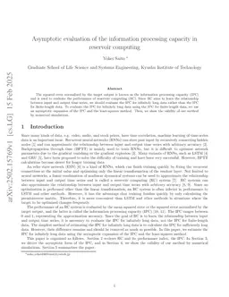 Asymptotic evaluation of the information processing capacity in reservoir computing