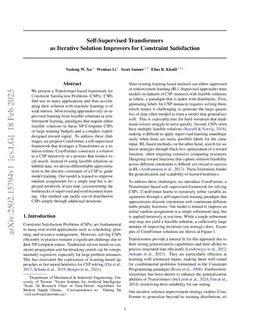 Self-Supervised Transformers as Iterative Solution Improvers for Constraint Satisfaction
