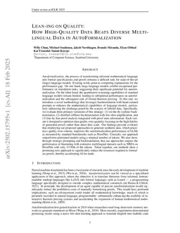 Lean-ing on Quality: How High-Quality Data Beats Diverse Multilingual Data in AutoFormalization