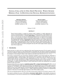 Signal Collapse in One-Shot Pruning: When Sparse Models Fail to Distinguish Neural Representations