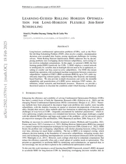 Learning-Guided Rolling Horizon Optimization for Long-Horizon Flexible Job-Shop Scheduling