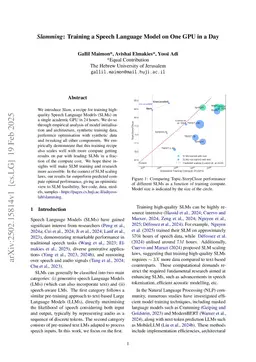 Slamming: Training a Speech Language Model on One GPU in a Day