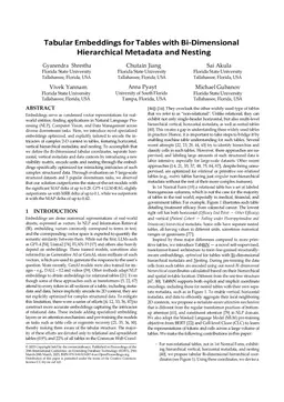 Tabular Embeddings for Tables with Bi-Dimensional Hierarchical Metadata and Nesting