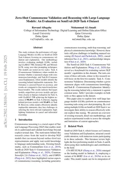 Zero-Shot Commonsense Validation and Reasoning with Large Language Models: An Evaluation on SemEval-2020 Task 4 Dataset