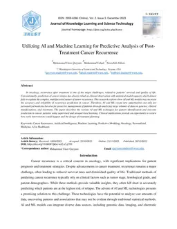 Utilizing AI and Machine Learning for Predictive Analysis of Post-Treatment Cancer Recurrence