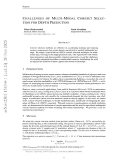 Challenges of Multi-Modal Coreset Selection for Depth Prediction