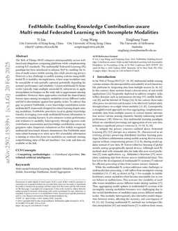FedMobile: Enabling Knowledge Contribution-aware Multi-modal Federated Learning with Incomplete Modalities