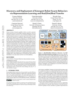 Discovery and Deployment of Emergent Robot Swarm Behaviors via Representation Learning and Real2Sim2Real Transfer