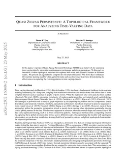 Quasi Zigzag Persistence: A Topological Framework for Analyzing Time-Varying Data