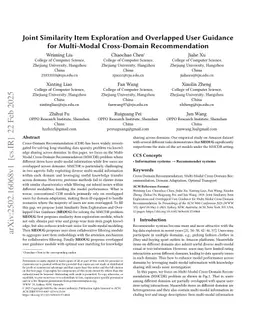 Joint Similarity Item Exploration and Overlapped User Guidance for Multi-Modal Cross-Domain Recommendation