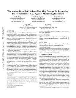 Worse than Zero-shot? A Fact-Checking Dataset for Evaluating the Robustness of RAG Against Misleading Retrievals