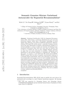 Semantic Gaussian Mixture Variational Autoencoder for Sequential Recommendation