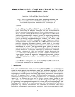 Advanced Text Analytics -- Graph Neural Network for Fake News Detection in Social Media
