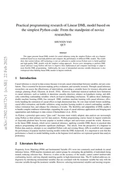 Practical programming research of Linear DML model based on the simplest Python code: From the standpoint of novice researchers