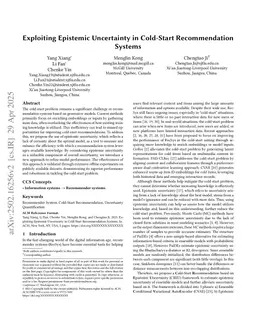 Exploiting Epistemic Uncertainty in Cold-Start Recommendation Systems