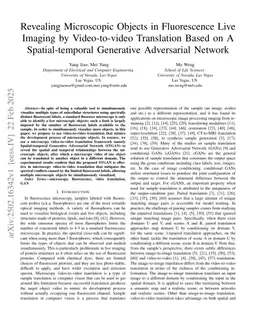 Revealing Microscopic Objects in Fluorescence Live Imaging by Video-to-video Translation Based on A Spatial-temporal Generative Adversarial Network