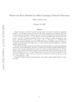 Worst-case Error Bounds for Online Learning of Smooth Functions