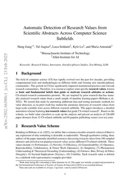 Automatic Detection of Research Values from Scientific Abstracts Across Computer Science Subfields