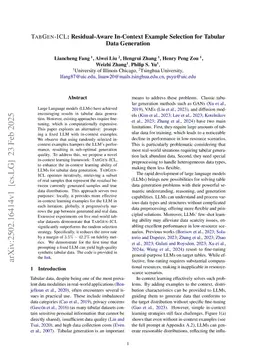 TabGen-ICL: Residual-Aware In-Context Example Selection for Tabular Data Generation