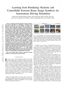 Learning from Rendering: Realistic and Controllable Extreme Rainy Image Synthesis for Autonomous Driving Simulation