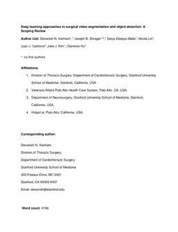 Deep learning approaches to surgical video segmentation and object detection: A Scoping Review