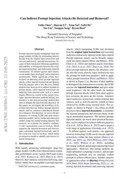 Can Indirect Prompt Injection Attacks Be Detected and Removed?