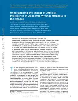 Understanding the Impact of Artificial Intelligence in Academic Writing: Metadata to the Rescue