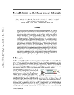 Coreset Selection via LLM-based Concept Bottlenecks