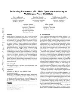 Evaluating Robustness of LLMs in Question Answering on Multilingual Noisy OCR Data