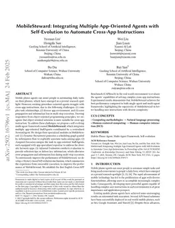 MobileSteward: Integrating Multiple App-Oriented Agents with Self-Evolution to Automate Cross-App Instructions