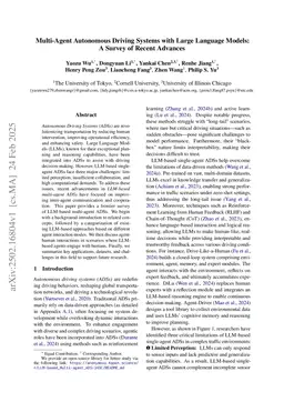 Multi-Agent Autonomous Driving Systems with Large Language Models: A Survey of Recent Advances