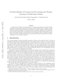 Provable Benefits of Unsupervised Pre-training and Transfer Learning via Single-Index Models