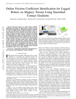 Online Friction Coefficient Identification for Legged Robots on Slippery Terrain Using Smoothed Contact Gradients