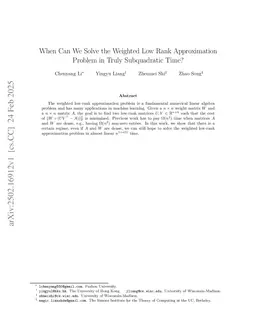 When Can We Solve the Weighted Low Rank Approximation Problem in Truly Subquadratic Time?
