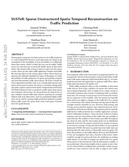 SUSTeR: Sparse Unstructured Spatio Temporal Reconstruction on Traffic Prediction