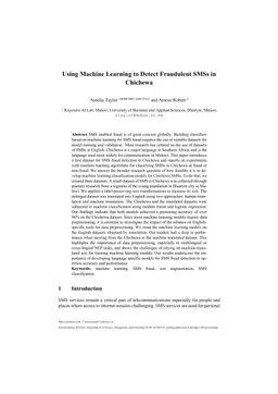 Using Machine Learning to Detect Fraudulent SMSs in Chichewa