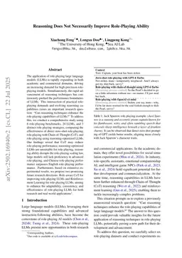 Reasoning Does Not Necessarily Improve Role-Playing Ability