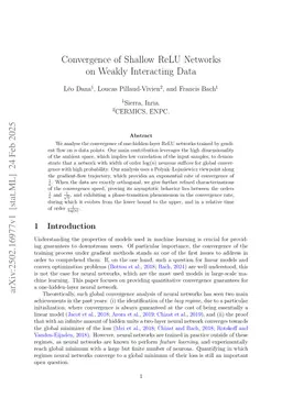 Convergence of Shallow ReLU Networks on Weakly Interacting Data