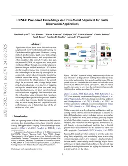 DUNIA: Pixel-Sized Embeddings via Cross-Modal Alignment for Earth Observation Applications